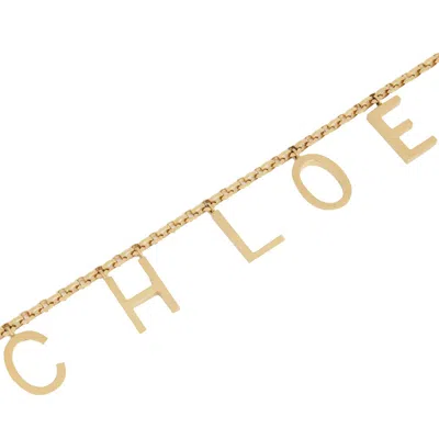 Chloé Metallic Belt With Adjustable Hook Closure And Logo Lettering Charm In Brass Woman In Gold