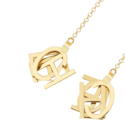 Chloé Chain And Charm Dangling Letters Earrings In Gold