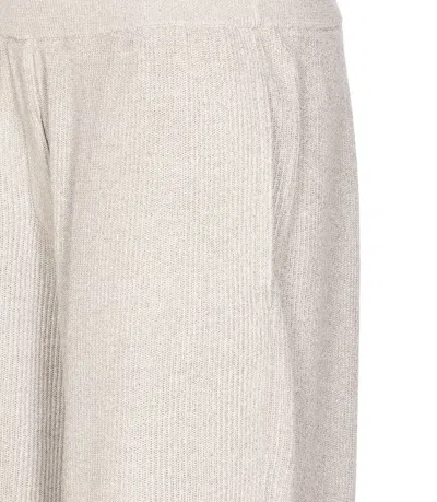 Brunello Cucinelli Vanise Sparkling Knitted Trousers In English Rib In Neutral