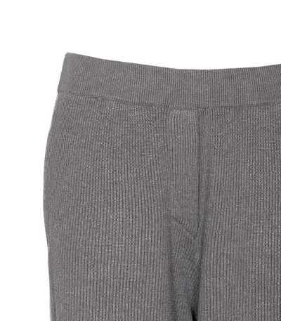 Brunello Cucinelli Ribbed Texture Elastic Waistband Shimmering Finish Trousers