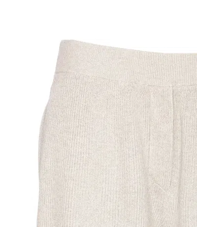 Brunello Cucinelli Vanise Sparkling Knitted Trousers In English Rib In Neutral