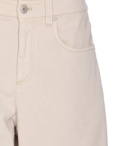 Brunello Cucinelli Loose Barrel Denim Pants With Monile In Neutral