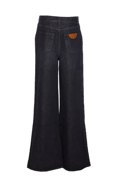 Chloé Straight Leg Trousers High Waist In Black
