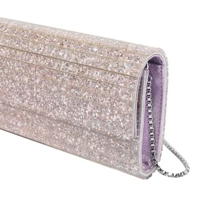 Jimmy Choo Glitter Rectangular Shoulder Bag With Removable Chain In Purple
