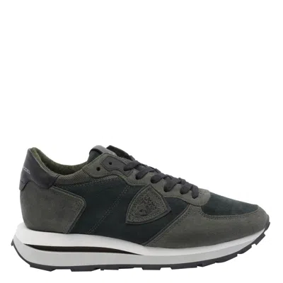 Philippe Model Low Top Suede Panels Sneakers In Black
