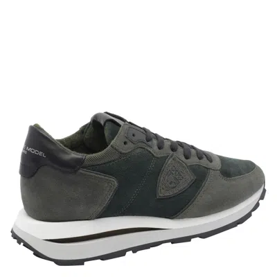 Philippe Model Low Top Suede Panels Sneakers In Black