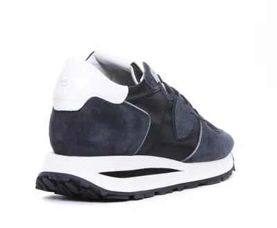 Philippe Model Tropez Haute Low Sneakers In Blue Suede And Fabric In Black