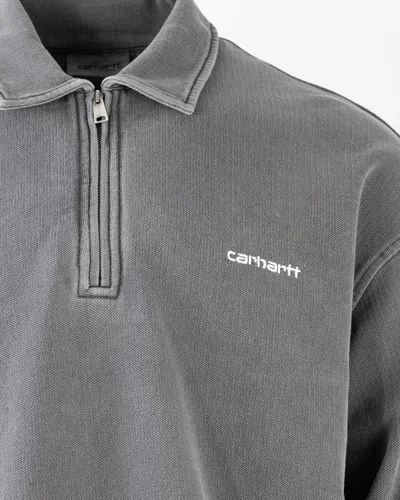 Carhartt Embroidered Script Sweatshirt Ribbed Cuffs In Gray