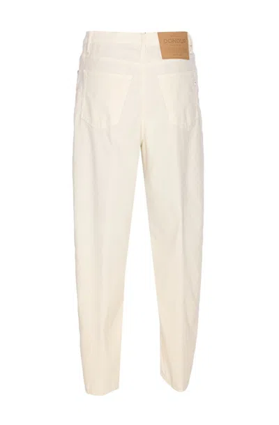 Dondup Loose Fit Velvet Effect Trousers With Pockets In Neutral