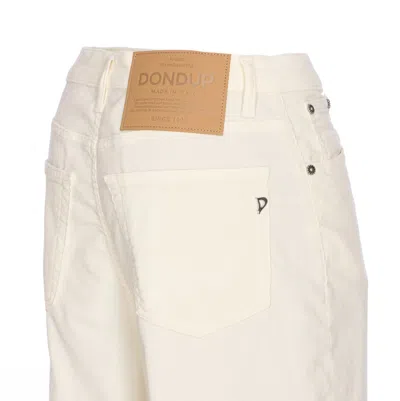 Dondup Loose Fit Velvet Effect Trousers With Pockets In Neutral