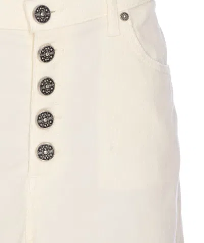Dondup Loose Fit Velvet Effect Trousers With Pockets In Neutral