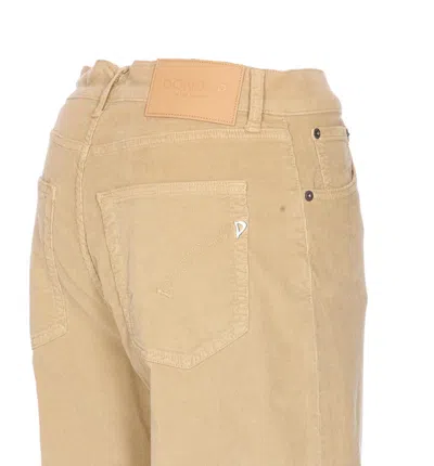 Dondup Wide Leg Velvet Trousers With Rivet Accents In Neutral