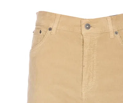 Dondup Wide Leg Velvet Trousers With Rivet Accents In Neutral