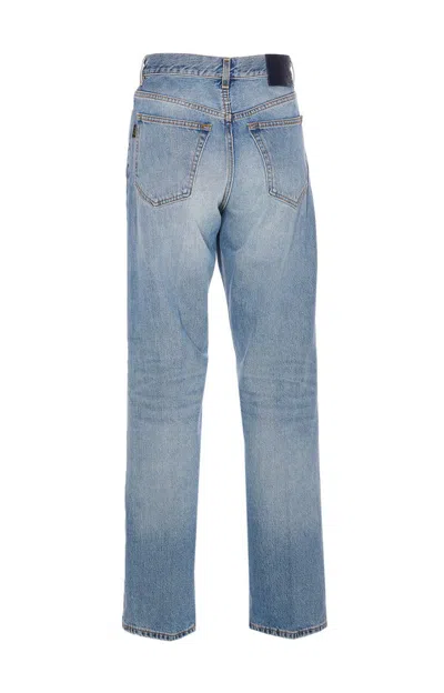 Haikure Wide Blue Washed Effect Jeans In Blue