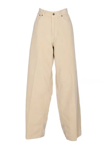 Haikure Wide Leg Trousers With Rivet Accents In Nude