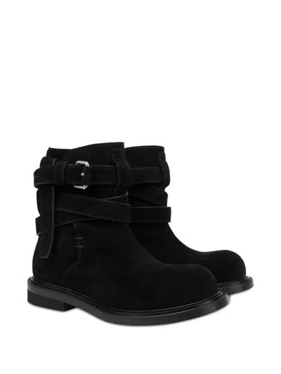 Moschino Rounded Toe Ankle Boots With Side Stitching In Multi