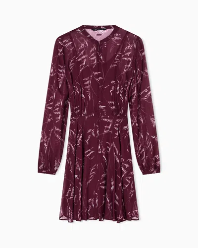 Armani Exchange Foliage Print Chiffon Midi Dress