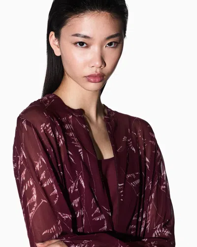 Armani Exchange Foliage Print Chiffon Midi Dress