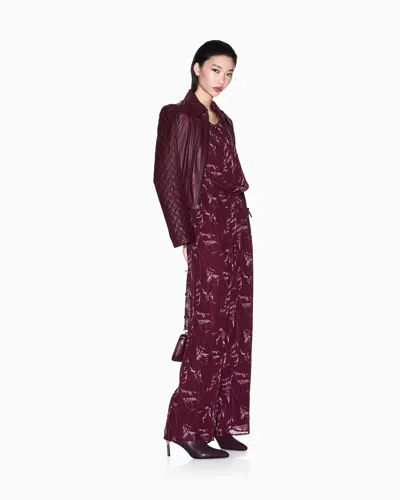 Armani Exchange Chiffon Jumpsuit With Foliage Print In Red