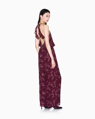 Armani Exchange Chiffon Jumpsuit With Foliage Print In Red