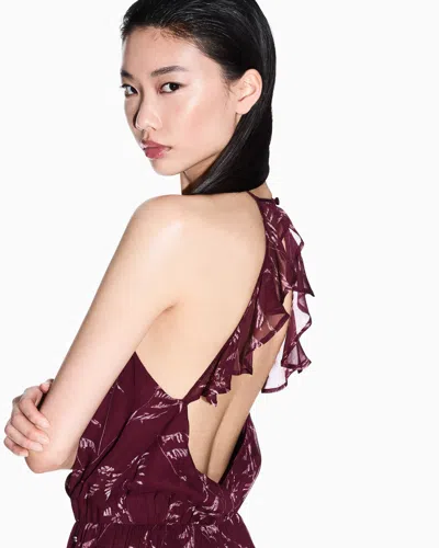 Armani Exchange Chiffon Jumpsuit With Foliage Print In Red