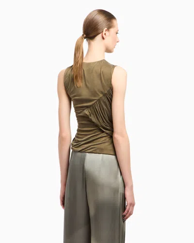 Giorgio Armani Cupro Jersey Top In Gold