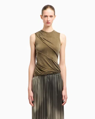 Giorgio Armani Cupro Jersey Top In Gold