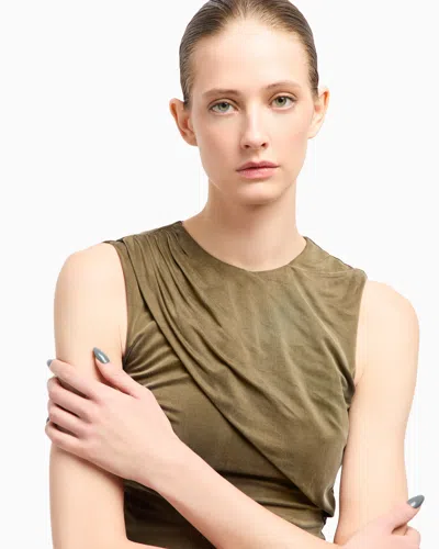 Giorgio Armani Cupro Jersey Top In Gold