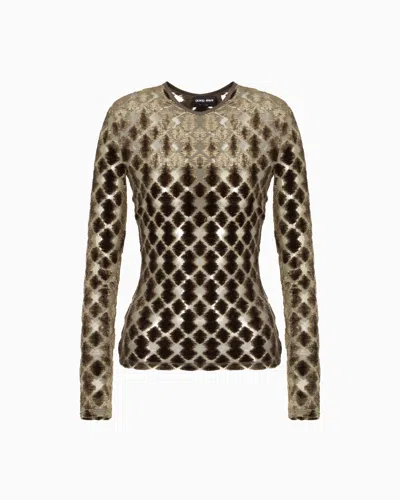 Giorgio Armani Geometric Jacquard Jersey Jumper In Black