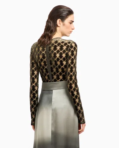Giorgio Armani Geometric Jacquard Jersey Jumper In Black