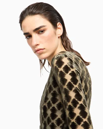 Giorgio Armani Geometric Jacquard Jersey Jumper In Black