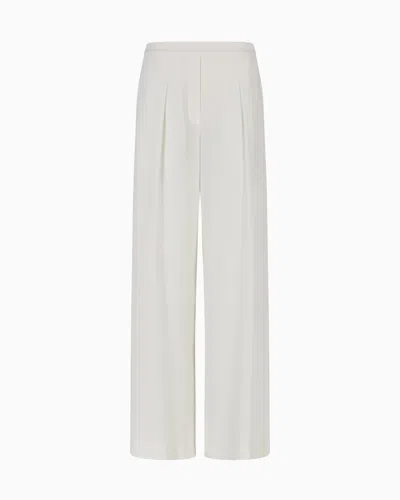Emporio Armani Stretch Sandblasted Fabric Trousers With Pleats