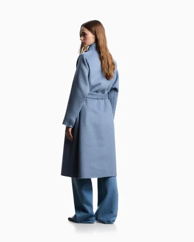 Emporio Armani Mock-neck Wool-blend Coat With Matching Belt