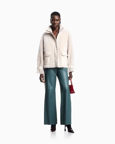 Emporio Armani Glove-quality Lambskin Nappa Leather Palazzo Trousers In Blue