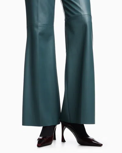 Emporio Armani Glove-quality Lambskin Nappa Leather Palazzo Trousers In Blue