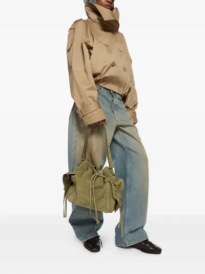 Acne Studios Multipocket Drawstring Suede Bucket Bag