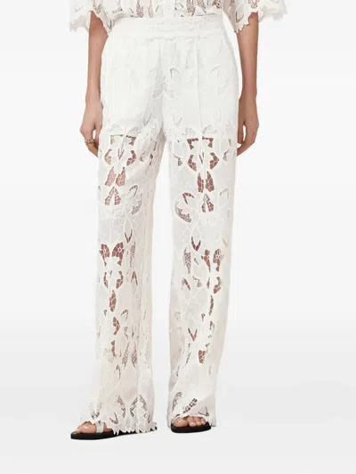 Allsaints Charli Embroidered Straight Fit Pants In Snow White