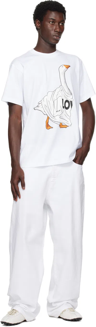 Moschino Organic Cotton Jersey T-shirt Goose In White