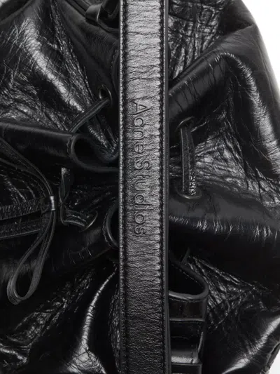 Acne Studios Drawstring Ruffled Leather Shoulder Bag