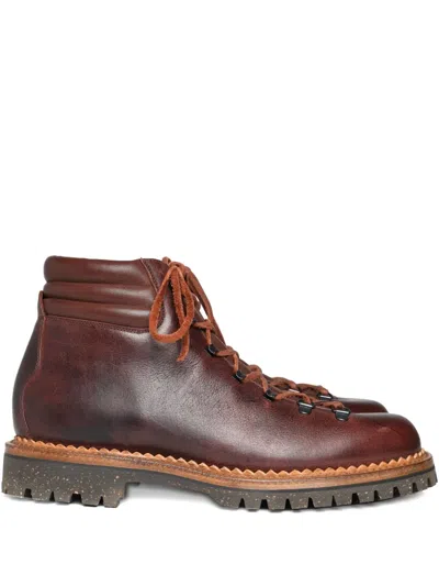 Yuketen Lace-up Hiking Boots In Burgundy