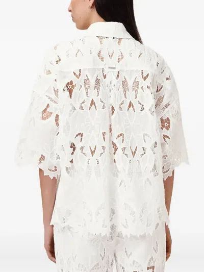Allsaints Charli Relaxed Fit Embroidered Shirt In Snow White