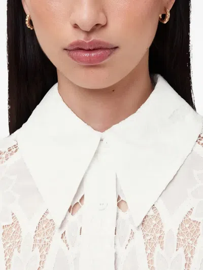 Allsaints Charli Relaxed Fit Embroidered Shirt In Snow White