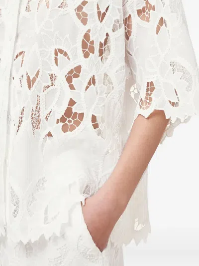 Allsaints Charli Relaxed Fit Embroidered Shirt In Snow White