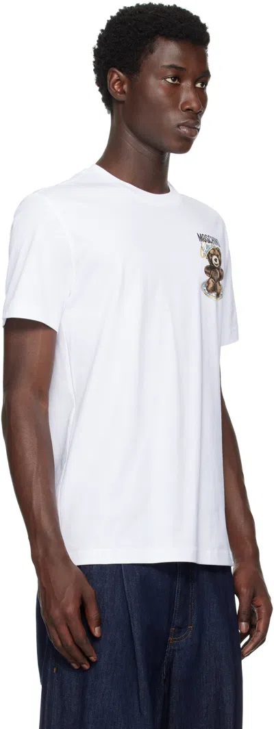 Moschino Teddy Logo Print Crewneck T-shirt In White