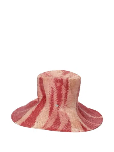 Yesey Abstract-pattern Woven Hat In Red