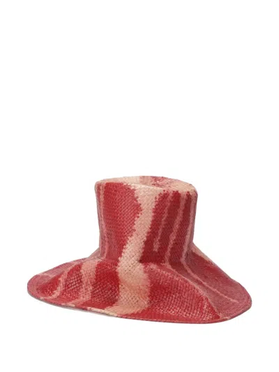 Yesey Abstract-pattern Woven Hat In Red
