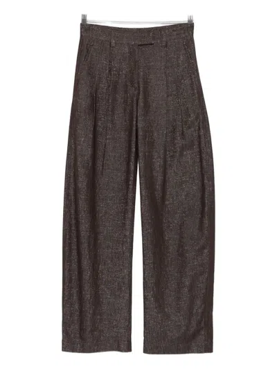 Brunello Cucinelli Pleated Metallic Trousers