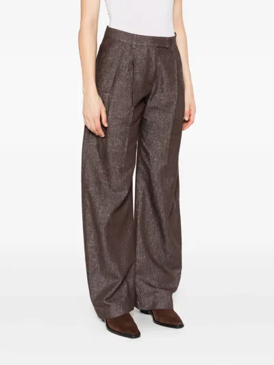 Brunello Cucinelli Pleated Metallic Trousers