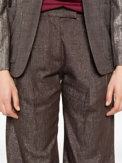 Brunello Cucinelli Pleated Metallic Trousers
