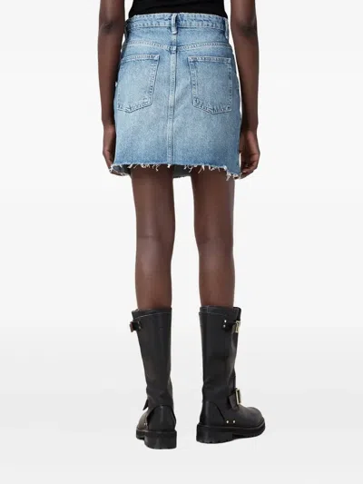 Allsaints Asymmetric Denim Mini Skirt In Blue